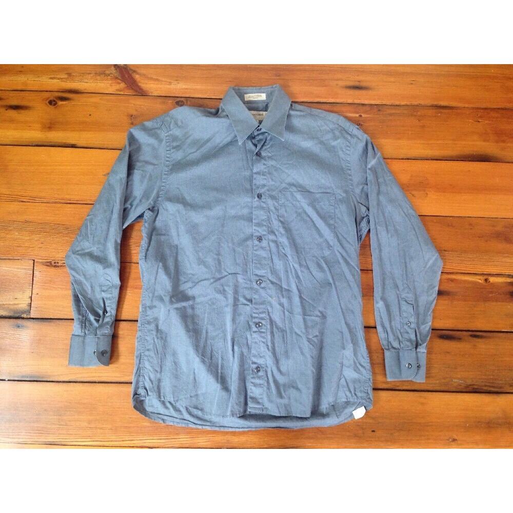Pronto Uomo Single Needle Italy 90s 2 Ply Mens Dress Shirt15 1/2 34/35 47" Chest